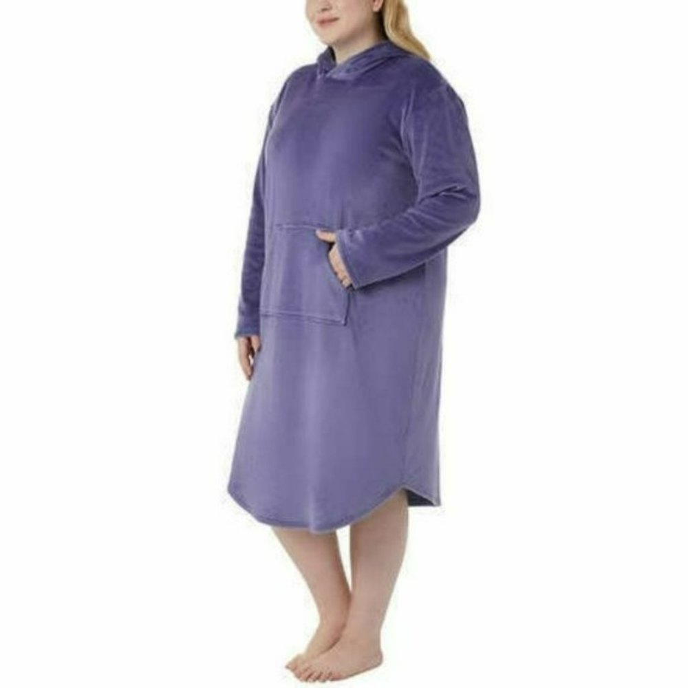 NWT 32 Degrees Super Soft Velour Relaxed Fit Kangaroo Pocket Hooded Pj Lounger - Picture 7 of 10